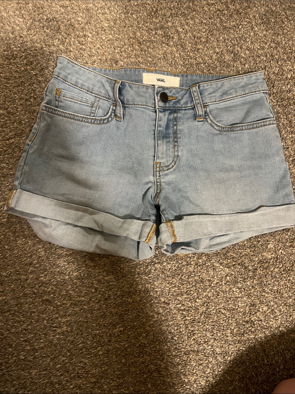 Vans Light Blue Rolled Cuff Denim Shorts Size 3/26